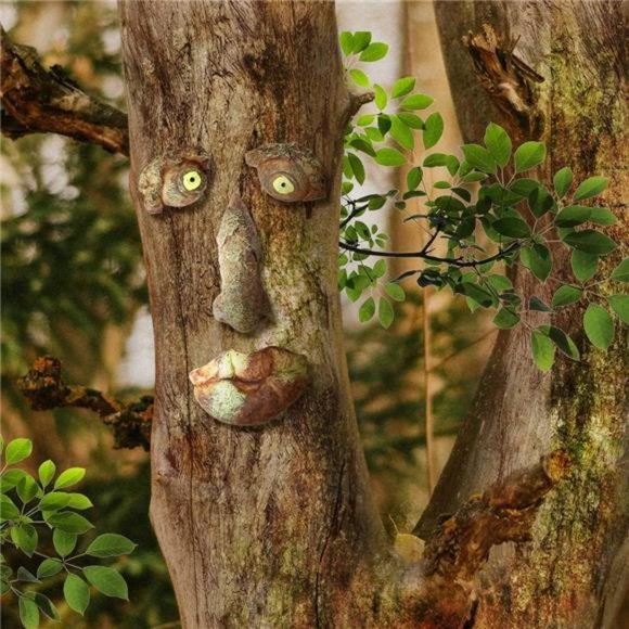 Tree Faces Decor Outdoor,Tree Face Outdoor Statues Old Man Tree Hugger Bark Face - Picture 6 of 6